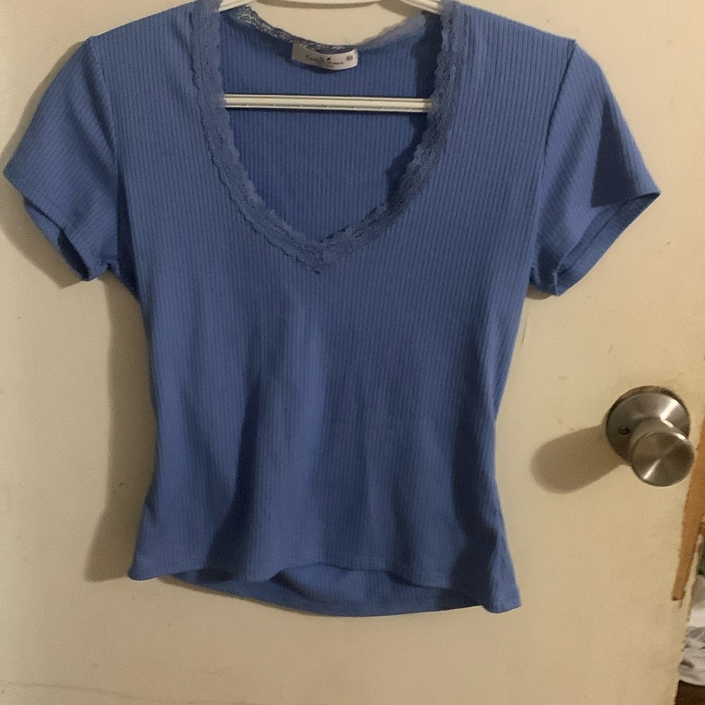Blue top with lace